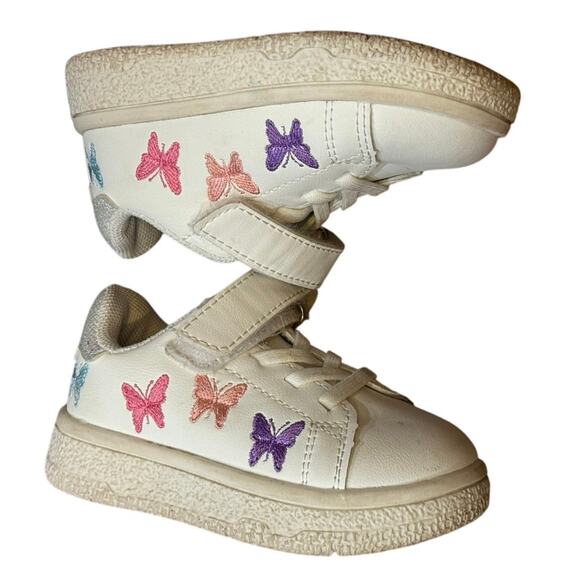 Toddler 6.5C Embroidered Butterfly Sneakers  Non-Slip, Hook & Loop Casual Play - Picture 2 of 16